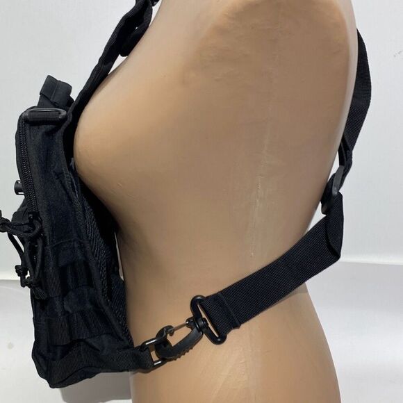 Men's Black Detachable Strap Tactical Military Rover Slingback Shoulder Bag - Picture 6 of 11